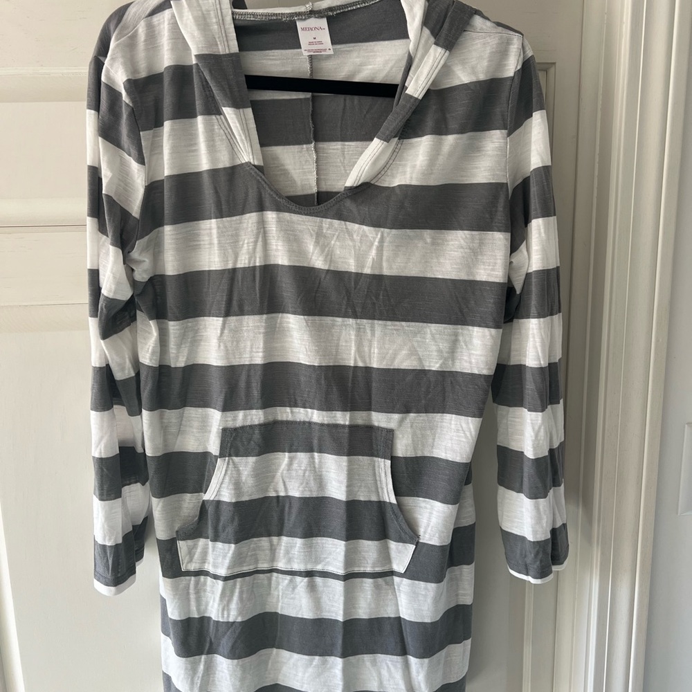 Merona Gray and White Striped Dress